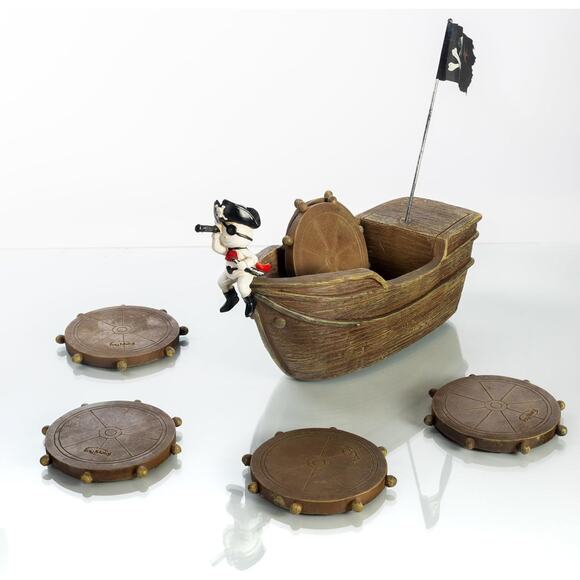 Ray Metal Other - Pirate Ship Coasters Set of 6, Full Size Rustic Coaster in Handmade Canoe, Cute